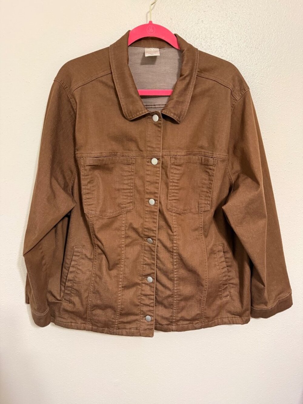 Blair Denim Jacket Brown Pockets Classic Boho Womans 3X